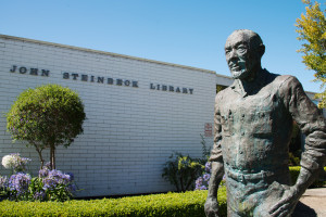The Steinbeck Library Exterior with View of John Steinbeck Statue 