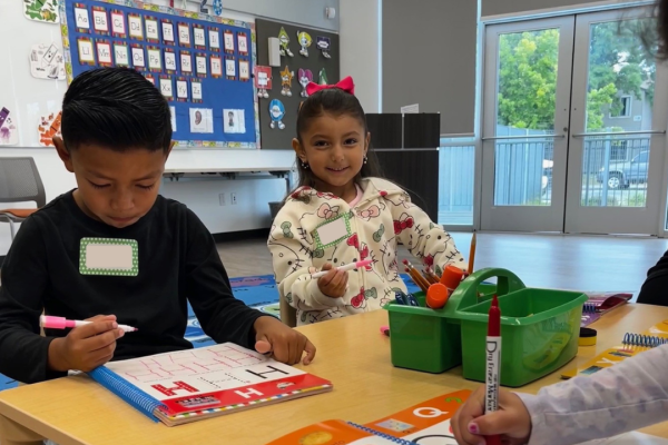 Two students attending Kinder Boot Camp.