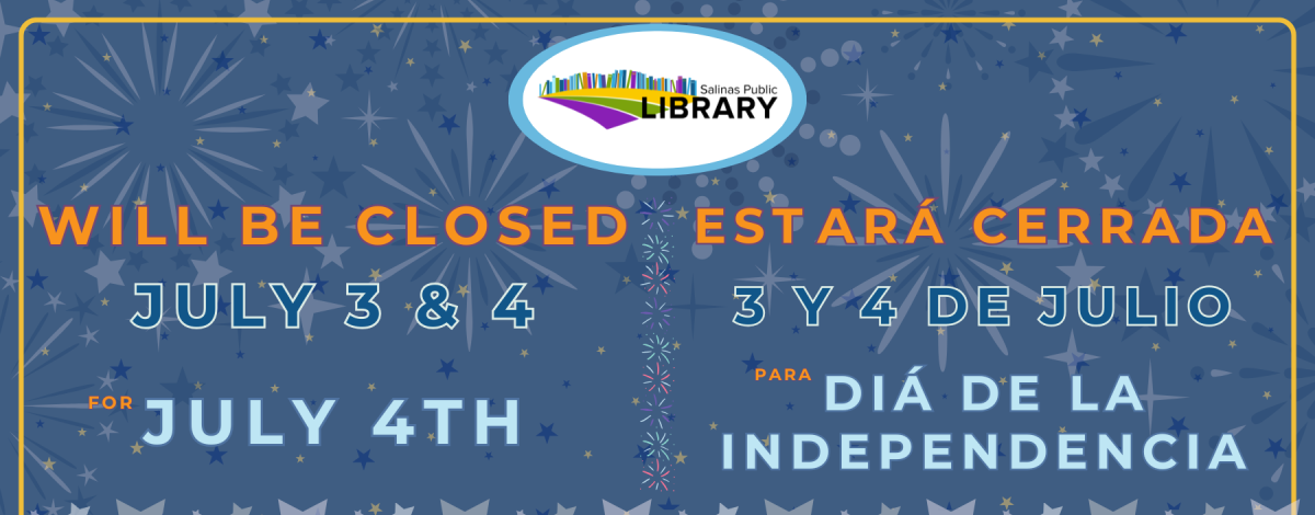 Closure banner advertising the library's closure July 3 and July 4