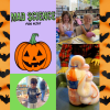 Image of kids with slime, bubbles, & orange foam. Title 'Mad Science' on orange, bat background.