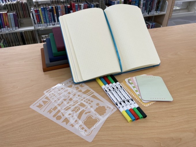 Journal, templates, markers for bullet journal