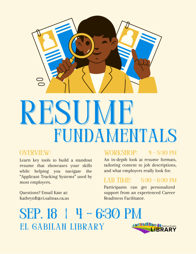 Resume Fundamentals Workshop Flyer