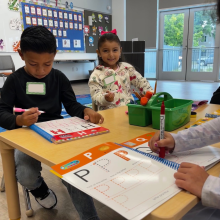 Two students attending Kinder Boot Camp.