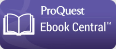 Purple logo for the ProQuest research database ebooks central that leads to their homepage