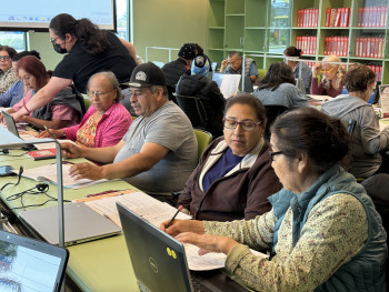 Adults working together on computers